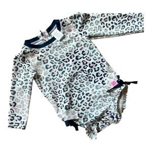 Ruffle Butts Pink and Blue Leopard Swimsuit